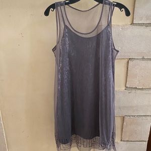 Sequence Dress With Mesh Dress Overlay